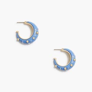 NWT J Crew Sparkly resin blue and gold hoop earrings